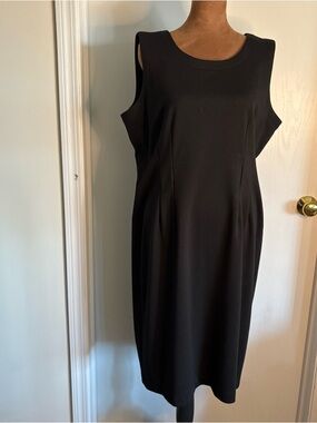 Calvin Klein Black Sleeveless Midi Shift Dress LBD Classic Bisset Capsule Preppy